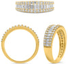 1.01CT DIAMOND 14K YELLOW GOLD ROUND & BAGUETTE CLASSIC WEDDING ANNIVERSARY RING