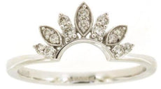 ESTATE .16CT DIAMOND 14KT WHITE GOLD 3D ROUND FILIGREE V SHAPE ANNIVERSARY RING