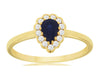 .66CT DIAMOND & AAA SAPPHIRE 14K YELLOW GOLD PEAR SHAPE & ROUND HALO FLORAL RING