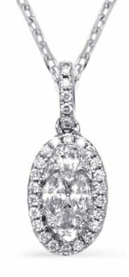 .47CT DIAMOND 14KT WHITE GOLD MULTI SHAPE INVISIBLE OVAL HALO FLOATING PENDANT
