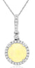 ESTATE 1.32CT DIAMOND & AAA OPAL 14K WHITE GOLD 3D HALO CLASSIC FLOATING PENDANT