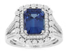 LARGE 3.03CT DIAMOND & AAA TANZANITE 14KT WHITE GOLD 3D EMERALD CUT & ROUND RING