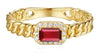 .39CT DIAMOND & AAA RUBY 14KT YELLOW GOLD EMERALD CUT & ROUND FLEXIBLE FUN RING