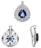1.98CT DIAMOND & AAA SAPPHIRE PLATINUM 3D PEAR SHAPE & ROUND DOUBLE HALO PENDANT