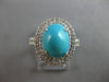LARGE .95CT DIAMOND & AAA TURQUOISE 14K WHITE GOLD 3D OVAL & ROUND HALO FUN RING