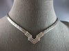 ESTATE .32CT DIAMOND 14KT WHITE GOLD 3D CLASSIC V SHAPE LOVE NECKLACE