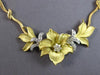 ANTIQUE LARGE .65CT DIAMOND 18KT 2 TONE GOLD HANDCRAFTED FLOWER NECKLACE #28049