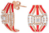WIDE .76CT DIAMOND & RED ENAMEL 14KT ROSE GOLD 3D ROUND & BAGUETTE FUN EARRINGS