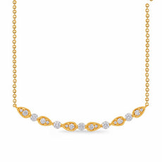 .32CT DIAMOND 14KT YELLOW GOLD 3D ROUND & PEAR SHAPE FILIGREE BAR LOVE NECKLACE