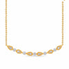 .32CT DIAMOND 14KT YELLOW GOLD 3D ROUND & PEAR SHAPE FILIGREE BAR LOVE NECKLACE