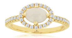 .92CT DIAMOND & AAA OPAL 14KT YELLOW GOLD OVAL & ROUND HALO FRIENDSHIP LOVE RING