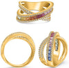 LARGE 2.3CT DIAMOND & AAA MULTI COLOR SAPPHIRE 14K YELLOW GOLD INFINTY LOVE RING