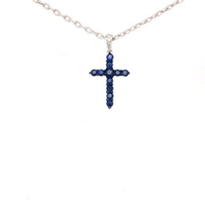 .55CT DIAMOND & AAA SAPPHIRE 18KT WHITE GOLD 3D CLASSIC CROSS FLOATING PENDANT