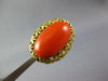 ANTIQUE LARGE AAA CORAL 18K YELLOW GOLD 3D CLASSIC OVAL LOVE KNOT FUN RING 26884