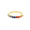 .76CT AAA MULTI COLOR SAPPHIRE 18KT YELLOW GOLD SEMI ETERNITY ANNIVERSARY RING