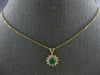 .65CT DIAMOND & AAA EMERALD 14K YELLOW GOLD ROUND FLOWER FLOATING PENDANT #27565