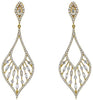1.22CT DIAMOND 14K WHITE GOLD 3D ROUND & BAGUETTE TEAR DROP FUN HANGING EARRINGS
