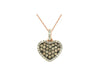 .39CT WHITE & MOCHA DIAMOND 14KT WHITE ROSE & BLACK GOLD PAVE HALO HEART PENDANT
