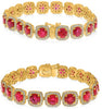 LARGE 17.48CT DIAMOND & AAA RUBY 18K YELLOW GOLD 3D HALO OCTAGON TENNIS BRACELET