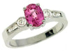 1.35CT DIAMOND & AAA PINK SAPPHIRE 14KT WHITE GOLD OVAL & ROUND ENGAGEMENT RING