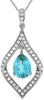 .82CT DIAMOND & AAA AQUAMARINE 14KT WHITE GOLD PEAR SHAPE & ROUND LEAF PENDANT