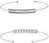 .77CT DIAMOND 14KT WHITE GOLD ROUND & BAGUETTE 3 ROW ADJUSTABLE BANGLE BRACELET