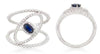 WIDE .57CT DIAMOND & AAA SAPPHIRE 14K WHITE GOLD 3D OVAL & ROUND FLOWER FUN RING