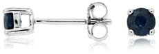 ESTATE .70CT AAA SAPPHIRE 14KT WHITE GOLD 3D CLASSIC STUD EARRINGS