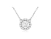 ESTATE .33CT DIAMOND 14KT WHITE GOLD 3D CLASSIC SOLITAIRE HALO LOVE NECKLACE