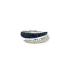 ESTATE .85CT DIAMOND & AAA SAPPHIRE 18KT WHITE GOLD 3D CRISS CROSS LOVE RING
