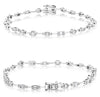 1.25CT DIAMOND 14KT WHITE GOLD ROUND & BAGUETTE MULTI SHAPE MULTI LINK BRACELET