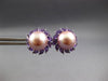 LARGE 1.81CT AAA AMETHYST & PINK SOUTH SEA PEARL 14KT WHITE GOLD STUD EARRINGS