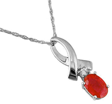 .43CT DIAMOND & AAA RUBY 14KT WHITE GOLD OVAL & ROUND INFINITY FLOATING PENDANT
