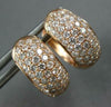 ESTATE 1.23CT DIAMOND 14KT ROSE GOLD 3D 5 ROW PAVE HUGGIE HOOP HANGING EARRINGS