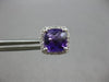 3.08CT DIAMOND & AAA AMETHYST 14KT WHITE GOLD CUSHION & ROUND HALO STUD EARRINGS