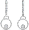 ESTATE .49CT DIAMOND 14KT WHITE GOLD 3D FLOWER CIRCLE OF LIFE HANGING EARRINGS