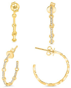 .23CT DIAMOND 14KT YELLOW GOLD ROUND SEMI CIRCULAR LOVE KNOT INSIDE OUT EARRINGS