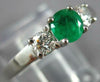 .62CT DIAMOND & AAA EMERALD 14KT WHITE GOLD ROUND 3 STONE ENGAGEMENT RING #27343