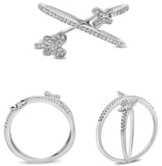 .20CT DIAMOND 14KT WHITE GOLD 3D ROUND CRISS CROSS INFINITY BUTTERFLY LOVE RING