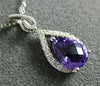 ESTATE 1.12CT DIAMOND & AAA AMETHYST 14K WHITE GOLD PEAR SHAPE TEAR DROP PENDANT
