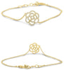.14CT DIAMOND 14KT YELLOW GOLD 3D ROUND CLASSIC FLOWER ADJUSTABLE LOVE BRACELET