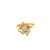 ESTATE .23CT DIAMOND 18KT YELLOW GOLD 3D CLASSIC FLOWER FUN RING