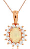 .80CT DIAMOND & AAA OPAL 14KT ROSE GOLD OVAL & ROUND FLOWER FUN FLOATING PENDANT