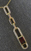 .96CT DIAMOND & AAA GARNET 14KT YELLOW GOLD 3D EMERALD CUT & ROUND LOVE NECKLACE