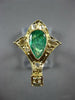 ANTIQUE LARGE 1.36CT DIAMOND & AAA EMERALD 18KT YELLOW GOLD ROSE CUT STAR RING
