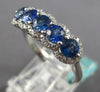 1.5CT DIAMOND & AAA SAPPHIRE 18K WHITE GOLD 5 STONE HALO FLORAL ANNIVERSARY RING