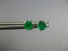 ESTATE .60CT AAA EMERALD 14KT WHITE GOLD 3D ROUND 4 PRONG STUD EARRINGS #27749