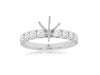 ESTATE 1.08CT DIAMOND 14K WHITE GOLD 11 STONE 6 PRONG SEMI MOUNT ENGAGEMENT RING