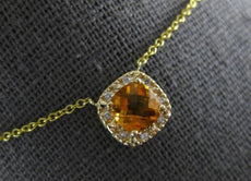 1.04CT DIAMOND & AAA CITRINE 14KT YELLOW GOLD 3D CUSHION & ROUND SQUARE NECKLACE