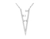 ESTATE .18CT DIAMOND 14KT WHITE GOLD 3D ROUND & BAGUETTE V SHAPE FUN NECKLACE